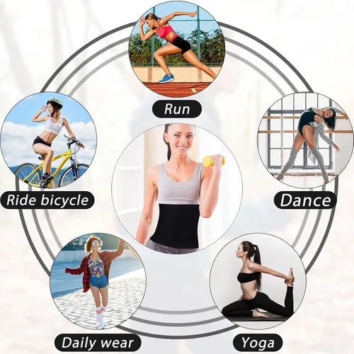 Miniatura 6 de Geyoga 2 piezas de reductor de cintura para mujer, para sudar, entrenamiento de cintura para culturismo, grasa del vientre inferior