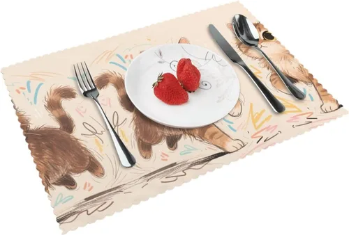 Miniatura 13 de Rectangular Placemats Set of 4, Heat Resistant Aurora Printed Kitchen Dining Table Mats