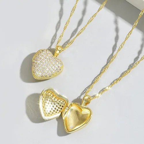 Miniatura 2 de MAARRING Collares con medallón de corazón chapado en oro de 14 quilates para sostener fotos, rosa preservada encantada eterna con collar y colgante