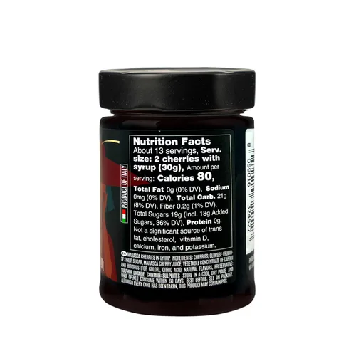 Miniatura 6 de Cerezas marasca en almíbar, 14.10 oz (400 g), agridulce, calidad premium, galardonadas, cerezas negras sin hueso al marrasquino, producto de Italia