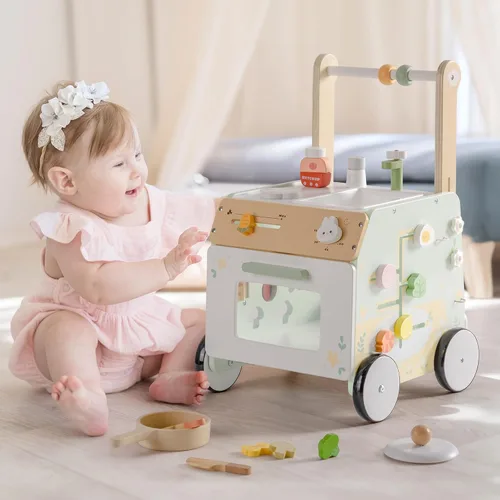 Miniatura 7 de ROBOTIME Juguete de empuje para bebé, altura y velocidad ajustables, evita las patas de arco, centro de actividades de jardín de primavera