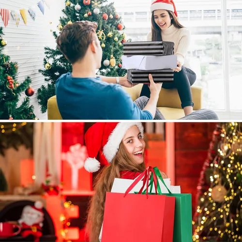 Miniatura 7 de Yeaqee Paquete de 36 bolsas de regalo con asas de cinta, 12.5 x 4.5 x 11 pulgadas, bolsas de regalo grandes, 72 piezas de papel de seda de regalo