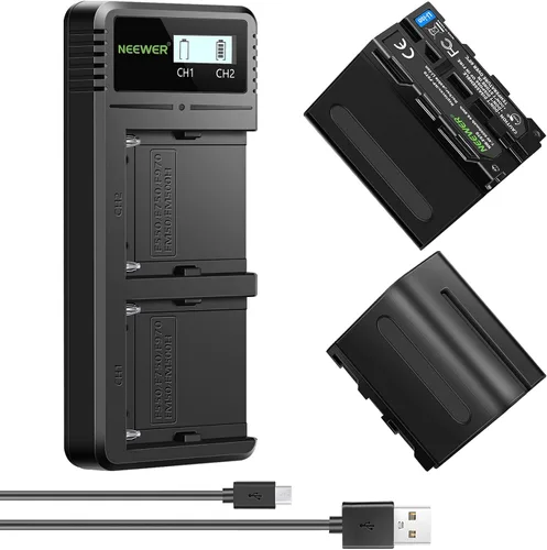 Miniatura 9 de Neewer Paquete de 4 baterías de repuesto de 7.4 V 6600 mAh NP-F970 con cargador de batería de 4 canales y adaptador de corriente, compatibles