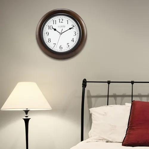 Miniatura 4 de La Crosse Reloj 404-2625 10 in Linwood Reloj de pared de madera de cuarzo
