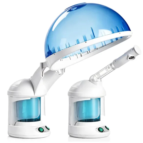 SUPER DEAL Vaporizador de pelo PRO 3 en 1 multifunción con ozono, vaporizador facial con capucha y accesorio para terapia capilar y facial para uso