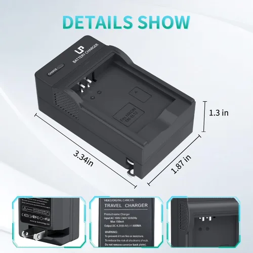 Miniatura 5 de Cargador de batería EN-EL12, cargador LP compatible con Nikon Coolpix A1000, B600, AW130, AW110, AW100, A900, W300, S1200pj, S9900, S9700, S9500