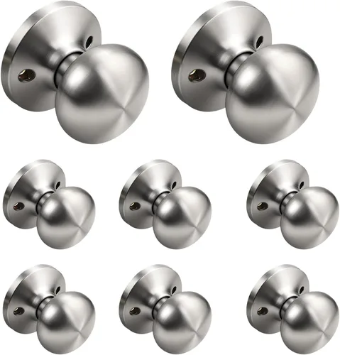 Miniatura 16 de KNOBWELL Paquete de 8 pomos de puerta de privacidad para baño y dormitorio, pomo de puerta negro mate con cerradura, cerradura de manija de puerta