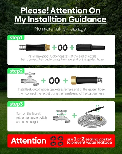 Miniatura 8 de Manguera de jardín de metal corta de 15 pies, adaptador de extensión de manguera pequeña de acero inoxidable para carrete de manguera, tubo de agua
