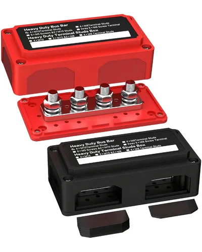 Miniatura 8 de IZTOSS Barra de autobús de 12 V, resistente al agua, bloque de distribución de energía con 4 pernos de terminal de 5/16 pulgadas (M8), barra de bus