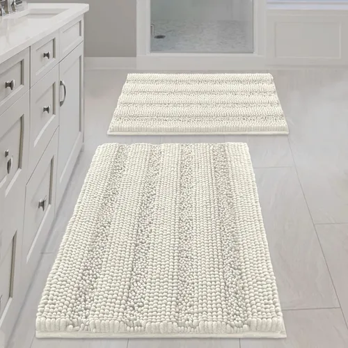 Miniatura 175 de H.VERSAILTEX - Alfombras de baño, juego de 2 piezas, alfombra de contorno para baño, juego de alfombras para inodoro, alfombra antideslizante