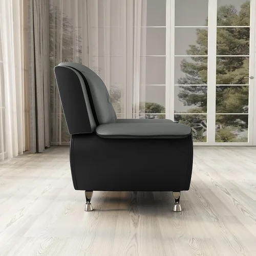Miniatura 5 de Container Furniture Direct Silla y sofá de piel sintética de estilo moderno con reposabrazos extra cómodos, ideal para sala de estar, dormitorio u