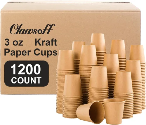 Miniatura 8 de Clawsoff Paquete de 180 tazas de papel de 12 oz, tazas de café desechables de papel kraft marrón de 12 oz, tazas de papel no blanqueadas