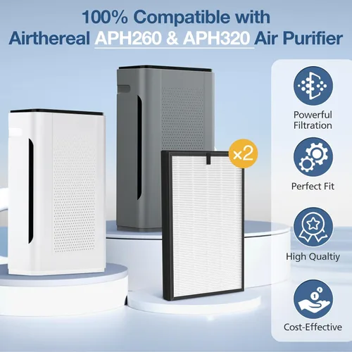 Miniatura 2 de Paquete de 2 filtros de repuesto Pure Morning APH260 para APH260, sistema de filtro 3 en 1 que incluye prefiltro, filtro HEPA verdadero y filtro