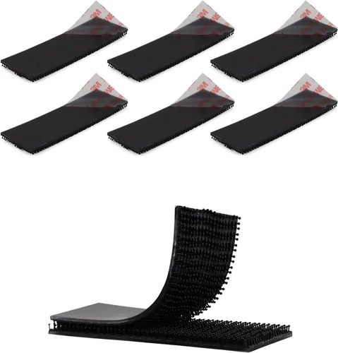 Miniatura 23 de 3M SJ3550 1 x 2 pulgadas, 10 unidades de cierre resellable negro resistente cinta entrelazada en forma de hongo cinta de montaje de gancho adhesivo