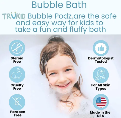 Miniatura 2 de TruKid Bubble Podz - Paquete de baño de burbujas para bebés y niños, bomba de baño refrescante suave para piel sensible, pH balance 7