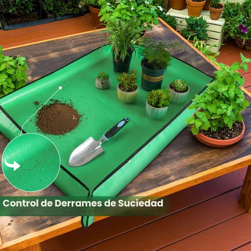 Miniatura 4 de Tapete grande de 39.5" x 31.5" para trasplante de plantas de interior, control de desorden en mesa, bandeja portátil para macetas de jardinero