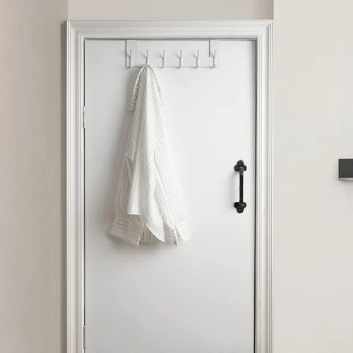 Miniatura 4 de WEBI - Perchero de 6 ganchos para abrigos, para colgar sobre la puerta, ideal para colgar toallas, ropa y abrigos en la puerta del baño Blanco
