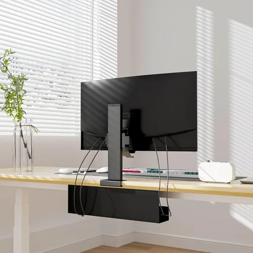 Miniatura 7 de Organizador de cables debajo del escritorio, bandeja de gestión de cables de 17 pulgadas, soporte para regleta de alimentación, organizador