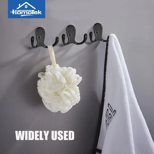 Miniatura 5 de HOMOTEK Paquete de 10 ganchos resistentes para colgar abrigos, montados en la pared, doble punta (izquierda y derecha) a prueba de óxido, accesorios