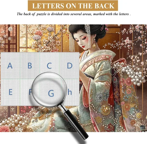 Miniatura 4 de PICKFORU Elegantes rompecabezas de geisha para adultos de 1000 piezas, rompecabezas retro con kimono de flor de cerezo, rompecabezas de arte japonés