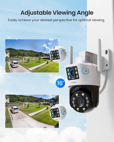 Miniatura 3 de ZOSI C298 SE 6MP Cámara de seguridad con doble lente (4MP+2MP) con cable y WiFi PT enchufable para exteriores, cámara panorámica de 360°, detección