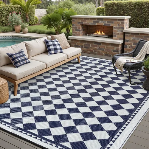 Miniatura 49 de HUGEAR Alfombra para RV Exterior Tapete Impermeable Alfombras para Exteriores 9'x12' para Patios Liquidación Alfombra Exterior Alfombras de Camping