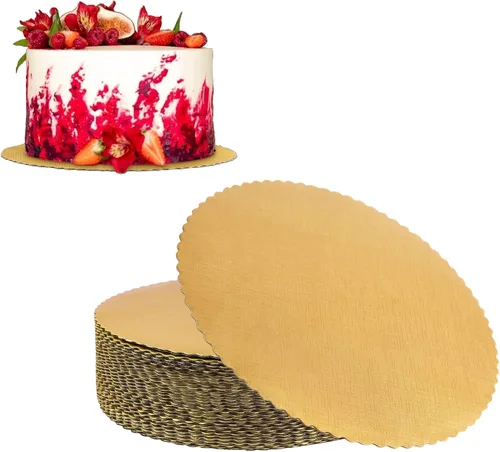 Miniatura 2 de YunKo Tableros dorados para tartas redondos de 12 pulgadas, de cartón desechable, suministros de decoración para base de tartas, para bases de mesa