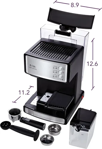 Miniatura 4 de Mr. Coffee Máquina de café expreso y capuchino de acero inoxidable, cafetera programable con espumador de leche automático, bomba de 15 bares, ideal