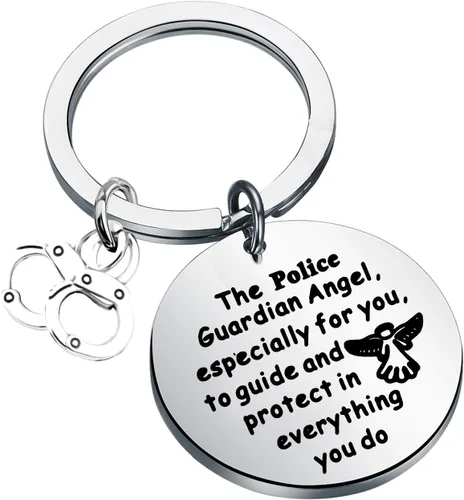 FEELMEM Llavero de oración de policía, regalo de oficial de policía, ángel de la guarda proteger, llavero militar, regalo para marido de parte de la