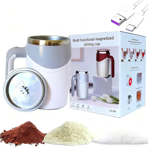 Toycol Taza mezcladora giratoria con aislamiento automático automático y recargable - Taza de viaje USB para café/té/chocolate caliente/leche - 12.9