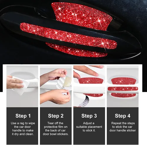 Miniatura 2 de BetterJonny 10 unidades de protectores de arañazos de cristal, pegatinas de manija de strass para protección brillante para calcomanías de auto