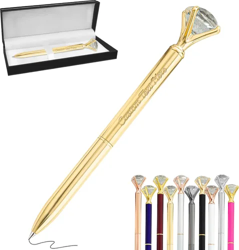 Miniatura 48 de Aolun 10 bolígrafos de diamantes con cristal personalizados a granel, bolígrafo de metal personalizado con nombre grabado, regalos de texto