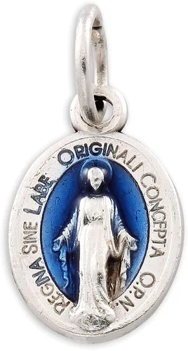 Miniatura 2 de Catholica Shop Colgante Mini Medalla Milagrosa Nuestra Señora de Gracia Tono Plata Hecho en Italia Lote de 12, epoxi, No es una piedra preciosa