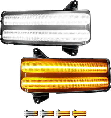 ROCCS Luz de señal de giro secuencial ámbar con interruptor de retroceso LED para espejo lateral de remolque, luz DRL blanca de estacionamiento,