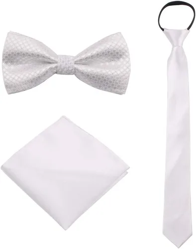 Miniatura 16 de Corbata cuadrada de bolsillo para niños - Juego de 3 piezas para niños con corbata de boda Praty