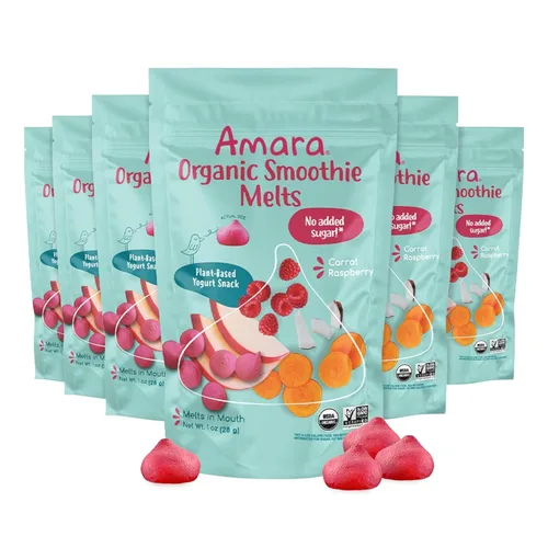 Miniatura 12 de Amara Smoothie Melts - Beets n' Berries - Snacks orgánicos para bebés con frutas y verduras - Yogur derretido a base de plantas - Snack saludable
