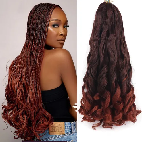 Miniatura 36 de Cabello rizado francés para trenzar de 12 pulgadas, 8 paquetes de cabello rizado preestirado para trenzas de caja, rizos franceses, trenzas