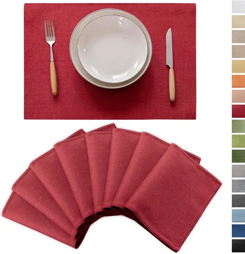 Miniatura 19 de Demetex Juego de 4 manteles individuales de lino resistentes al calor, manteles individuales de arpillera para comedor, cocina, banquete, lino claro