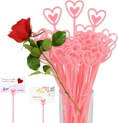 Miniatura 9 de CCINEE 100 portatarjetas de plástico con forma de tenedor transparente con forma de flores, clips de cabeza recta para ramo de boda, suministros