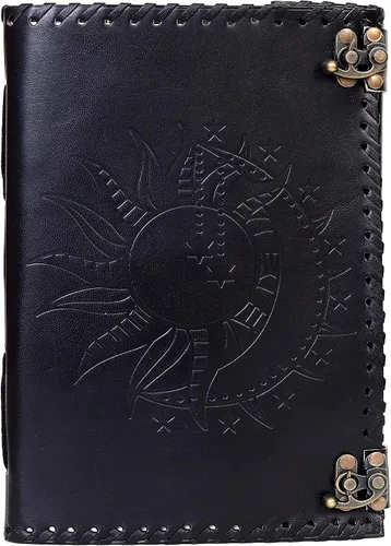 Miniatura 2 de Diario en relieve de Sun & Moon, diario de 240 páginas, diario vintage, diario Sun Moon, cuaderno de bocetos de cuero, cuaderno de cuero, diario