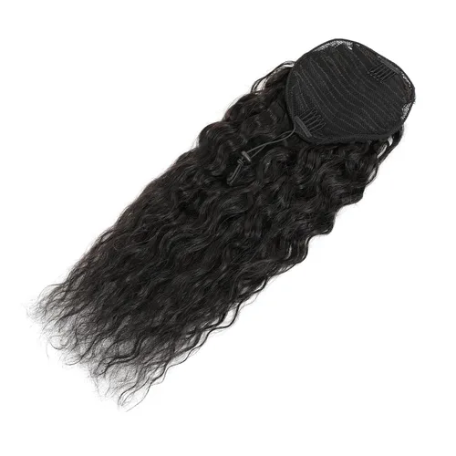 Miniatura 5 de Extensiones de cola de caballo de cabello humano lacio/rizado/rizado liso, color 1B, degradado 1B/30, cordón/cola de caballo envolvente
