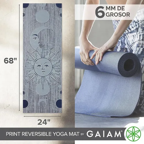 Miniatura 4 de Gaiam tapete de yoga prémium, estampado, extra grueso y antideslizante, de 15/64 pulgadas, para todo tipo de yoga, de pilates y de ejercicios