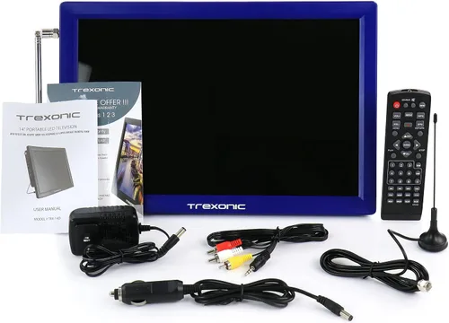Miniatura 7 de Trexonic Televisor LED portátil recargable de 14 pulgadas con HDMI, SD/MMC, USB, VGA, entrada/salida AV y sintonizador digital integrado, azul