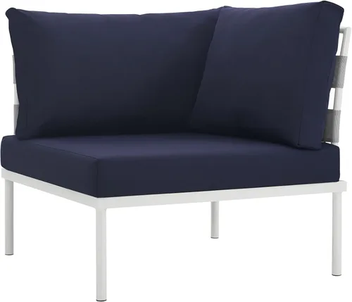Miniatura 9 de Modway Harmony - Otomana de aluminio para patio al aire libre con cojín en blanco y blanco