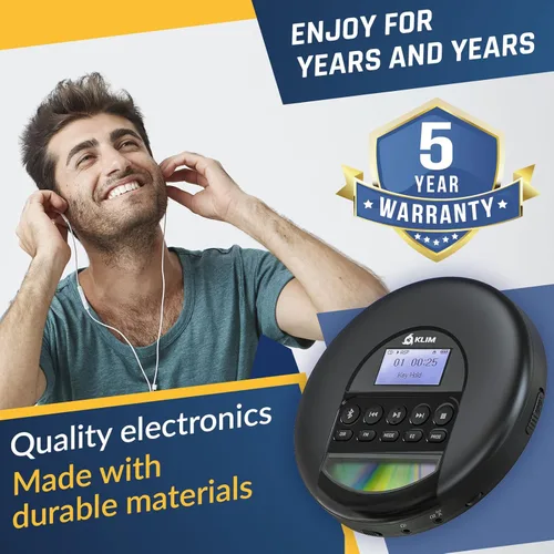 Miniatura 4 de KLIM Nomad - Reproductor de CD portátil con batería de larga duración - con auriculares - Radio FM - Reproductor de CD MP3 portátil compatible