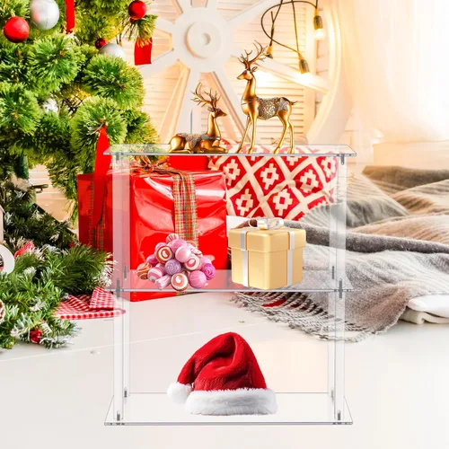 Miniatura 6 de Jusalpha Acrílico transparente rectangular de 3 niveles con soporte de exhibición de metal para estante de escritorio, estantes de organización