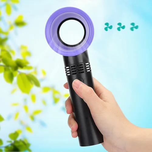 Miniatura 3 de Mini ventilador de mano sin aspas, mini ventilador de escritorio USB portátil, 3 velocidades, funciona con batería recargable por USB, reduce