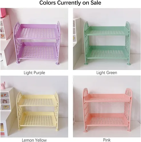 Miniatura 8 de organizador de escritorio para cosméticos y papelería, estante multifuncional de 2 niveles, organizador de maquillaje para cuidado de la piel