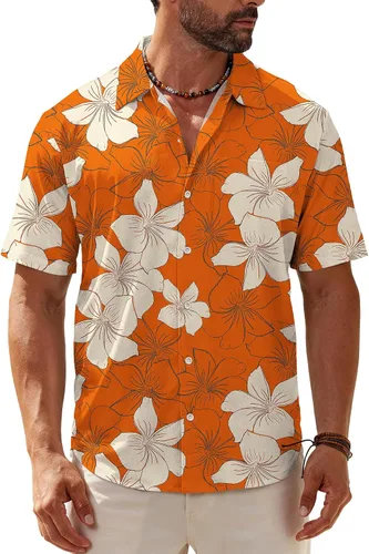 Miniatura 28 de KYKU Hawaiian Shirt for Men: Tropical Summer Beach Short Sleeve Button Down Shirt with Pocket