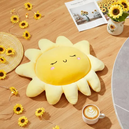 Miniatura 3 de Juexica 1 pieza de cojín de felpa con forma de sol para sofá, cojín de piso con forma de sol, lindo juguete de felpa para niños, mujeres, niñas